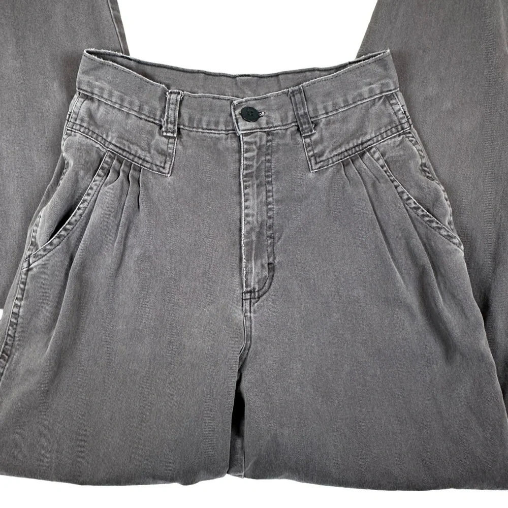 Vintage 90s Gray Women's‎ Jeans pleated bareback 80s mom jean high rise waisted
